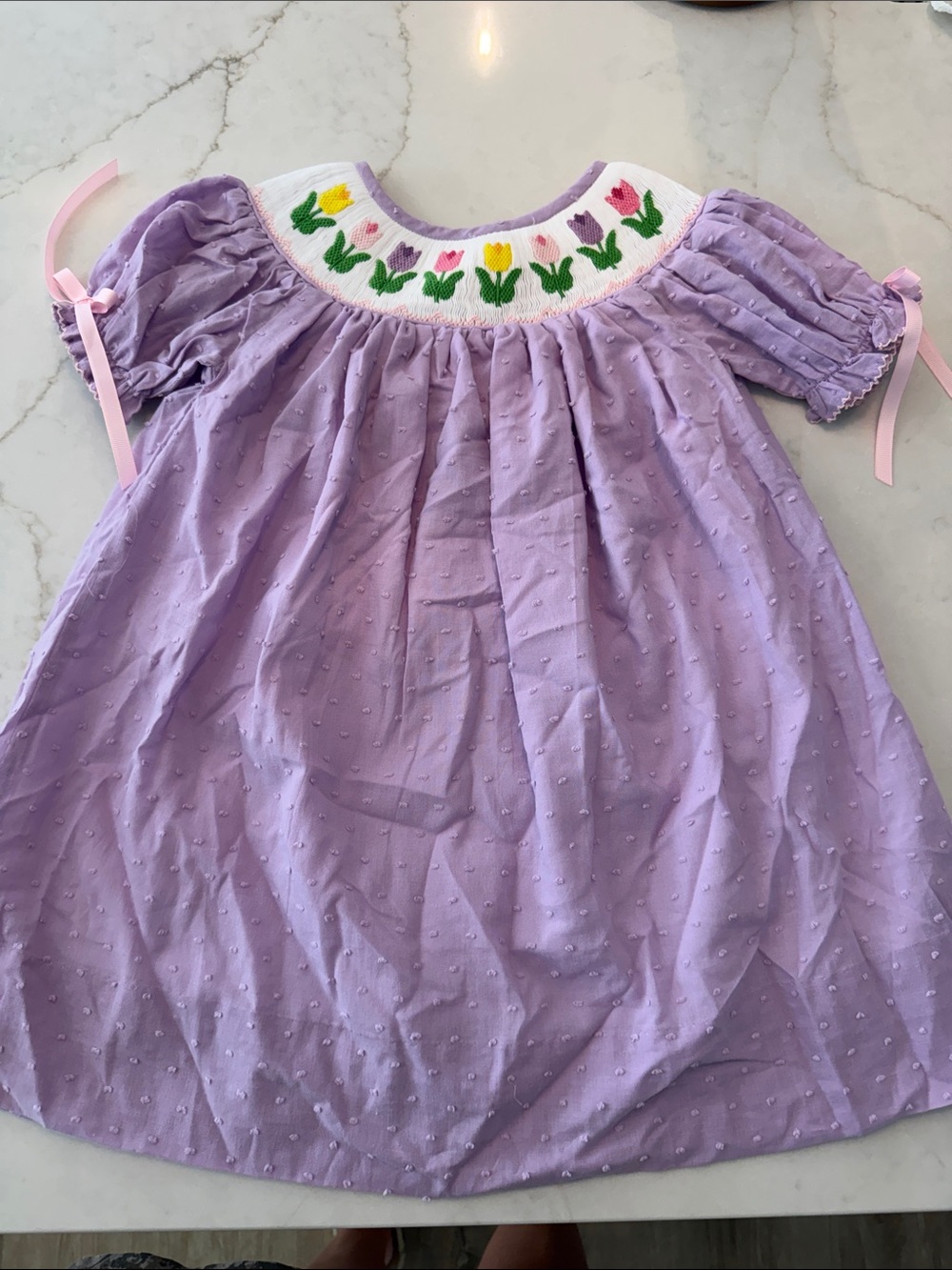 NWT Smocked Tulip Lavender Kids Dress - 3T